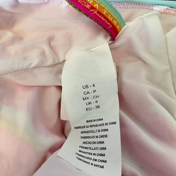 NEW Trina Turk Morning Sunrise Plunge One-Piece Swimsuit Pink Orange Halter Sz 4 - Picture 8 of 9